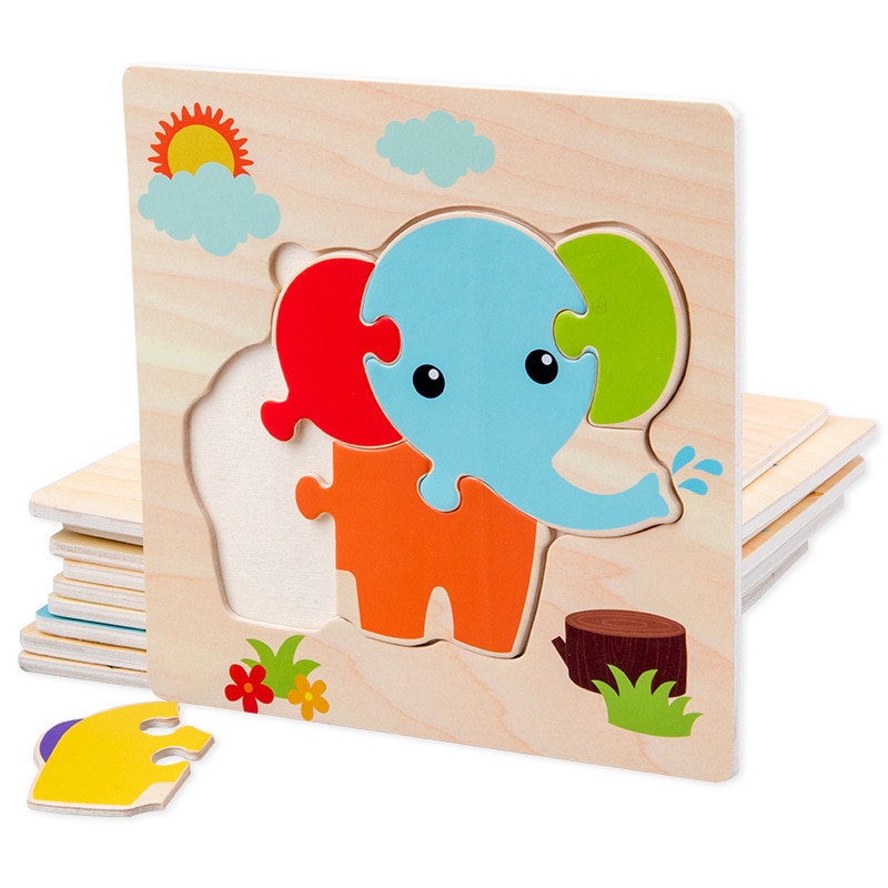 Houten Hand Grab Board Puzzel Speelgoed Dier Puzzels voor kinderen Cartoon Puzzel Leren Educatief Intelligentie Spel Speelgoed