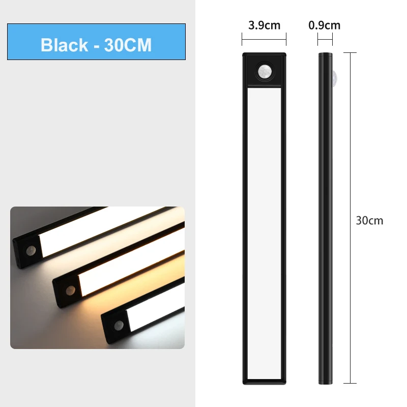 Lampe LED avec capteur de mouvement, Rechargeable par USB type-c, pour armoire de cuisine, éclairage d'armoire, 20cm/30cm/40cm/50cm: Vert foncé