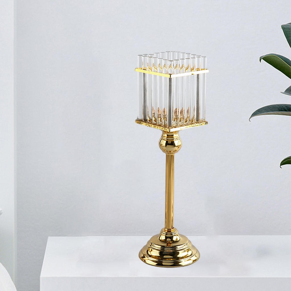 Candelabro de cristal moderno para decoración del hogar, candelabro de luz de té de Metal para centros de mesa de de boda, de casa: Square 12x12x38cm