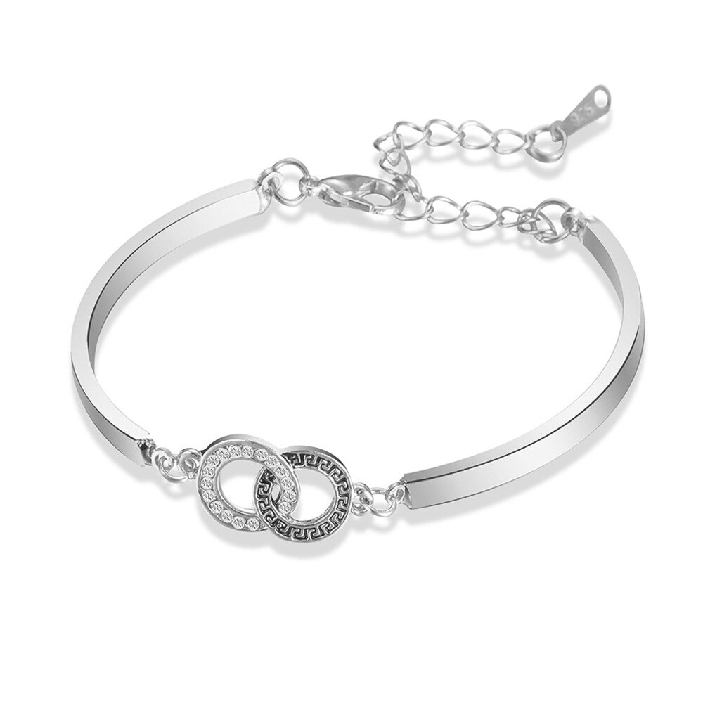 Moda europeia e americana pulseiras com círculos concêntricos senhoras strass pulseiras para presentes femininos na moda: Silver