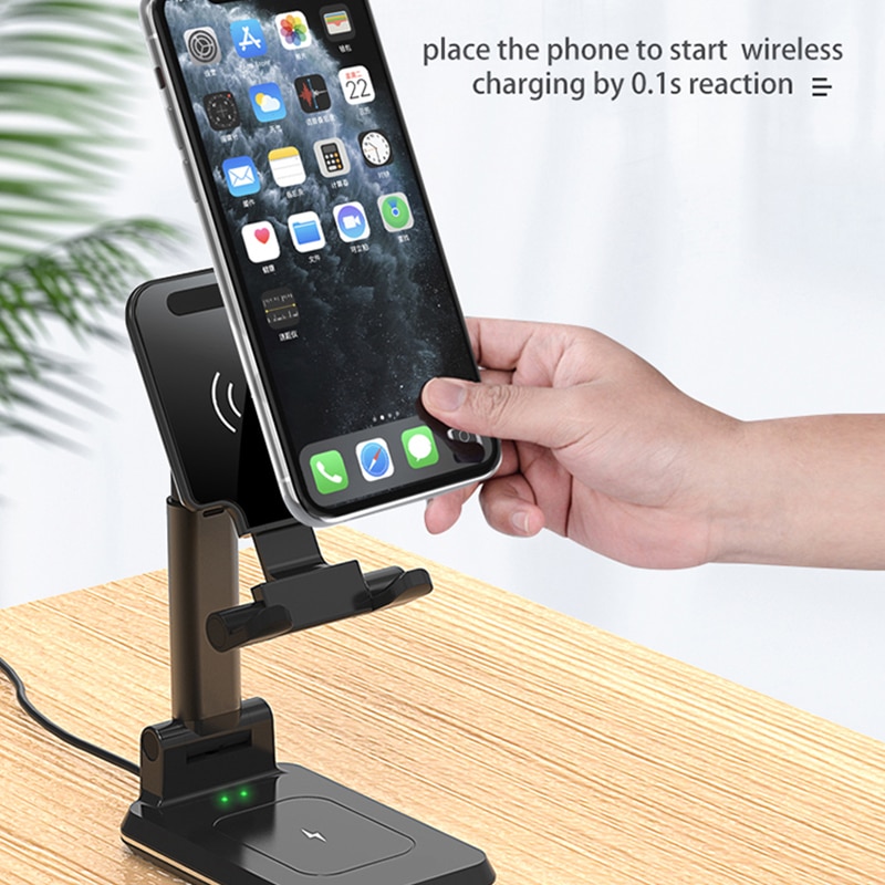 Qi Wireless Charger Stand Adjustable Cell Phone Charging Holder 10W Fast for iPhone 11 XS XR X 8 Airpods Pro Samsung S20 S10 S9