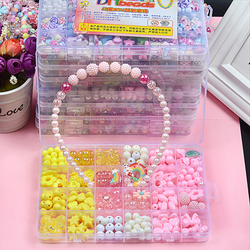 Zestaw do tworzenia bransoletki z koralików zabawki dla dzieci DIY 24 siatki ręcznie robione puzzle koraliki dla dziewczynek zestaw dziewczyny zabawki dla 3 5 7 9 11