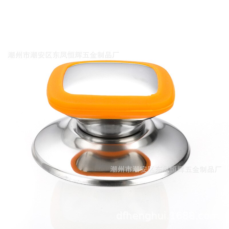 Universal grydelåg i rustfrit stål tophåndtag anti skoldning gryde kedel låg håndtag hætte låg løftemoment køkkenredskaber: Orange