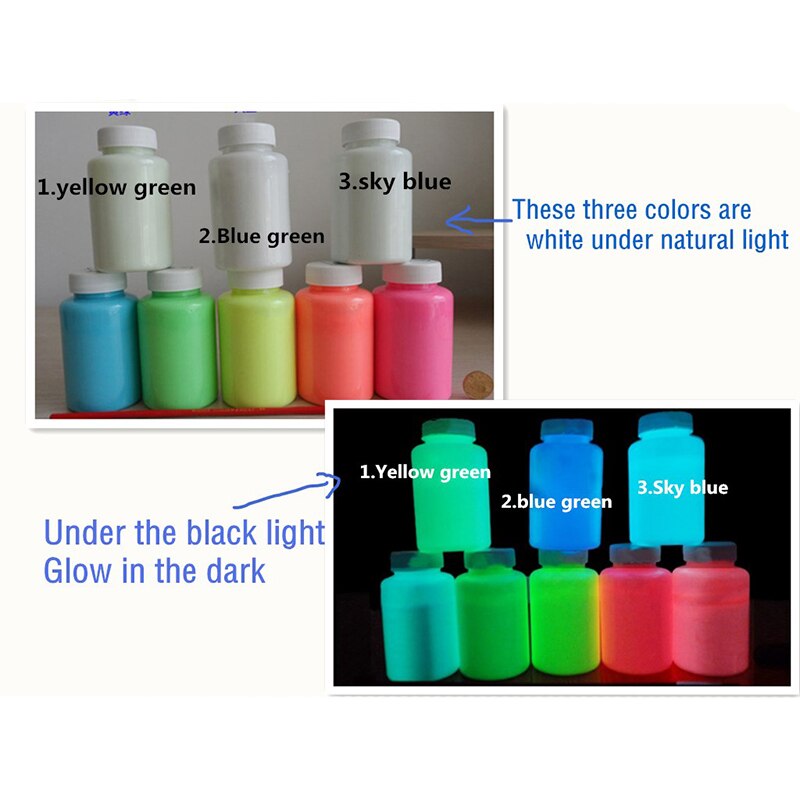 60ml UV Schwarzlicht Neon Leuchtstoff Glow in The Dark Hohe Leucht Gesicht & Körper Malen-10 verfügbar, (20 ml/0,7 UNZEN) X3bottles