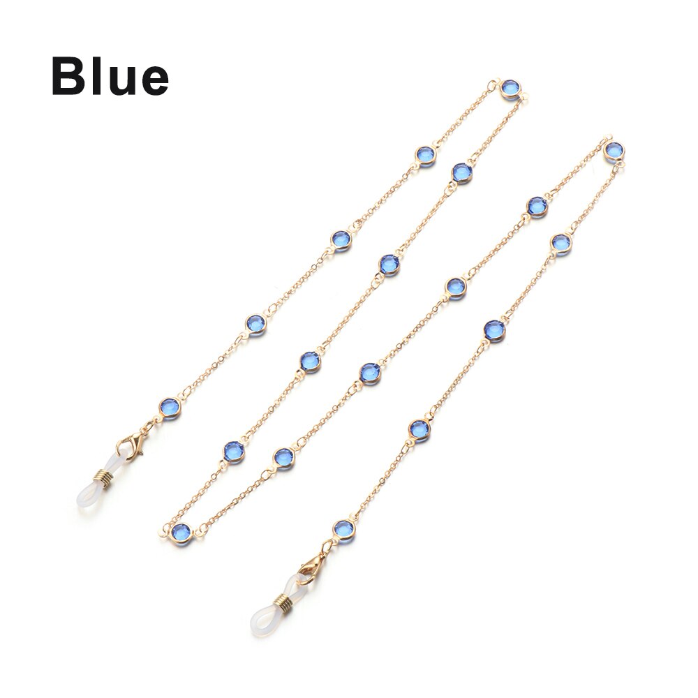 Crystal Kralen Bril Kettingen Vrouwen Mannen Mode Brillen Accessoires Antislip Zonnebril Ketting Koord Lanyard Strap 78Cm: blue