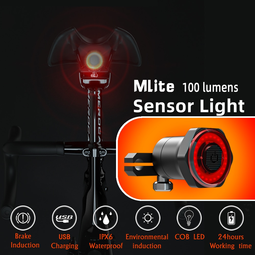 MEROCA Fahrrad Clever Rücklicht Intelligente Sensor Bremslicht Rennrad MTB Wasserdichte Hinten Schwanz Lichter