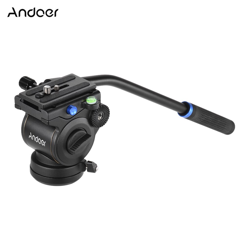 Andoer Photography Video Head Slider Rail Fluid Drag Tilt Hydraulic Damping Head Base Diameter Quick Release Plate