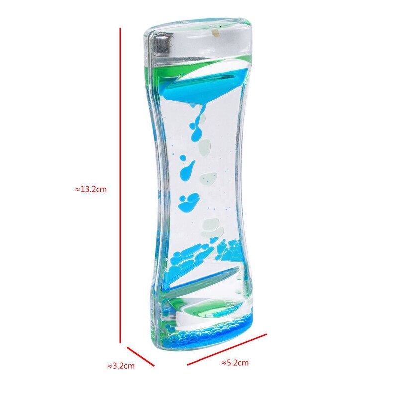 ! 2 Pcs Liquid Timer Bubble Motion Timer for Sensory Play Visual Bubble Gravity , Blue+Green & Yellow+Rose Red