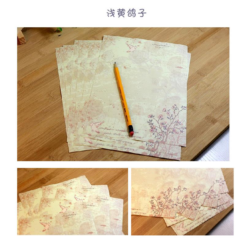 10pcs Kraft Brown Letter Paper Vintage Flowers Letterhead Letter Writing Paper Letter Pad Drawing Sketch Pad Stationery: 6
