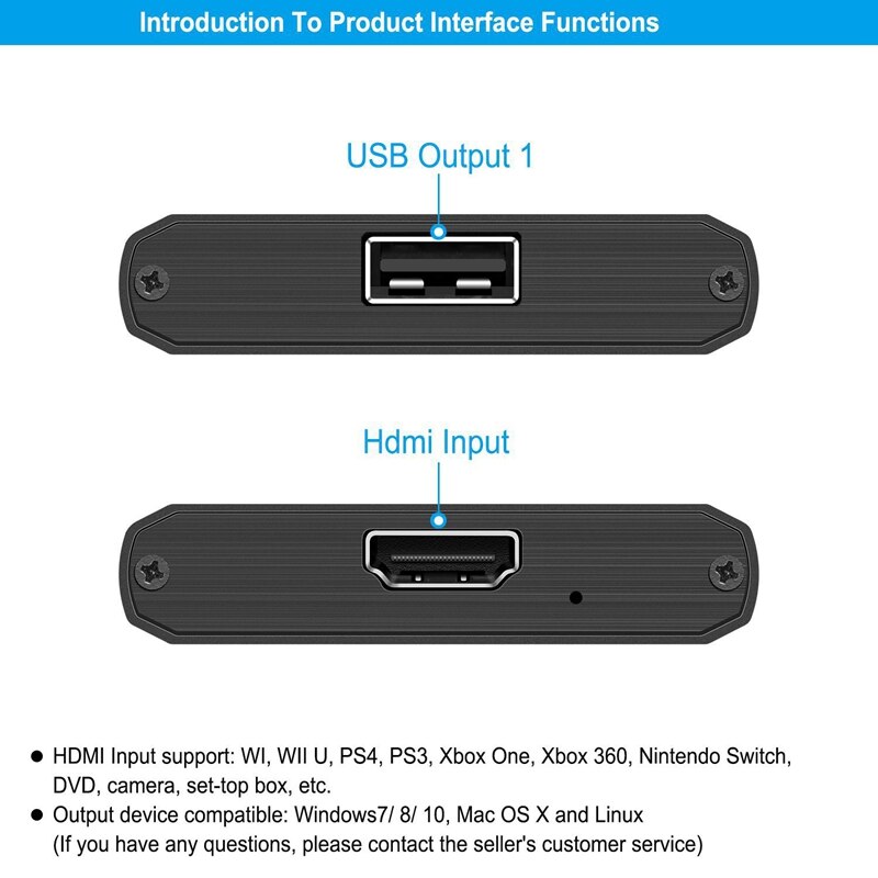 USB Capture Card 1080P HD Video Capture Card HDMI Live Recording Video Capture Support 4K Output
