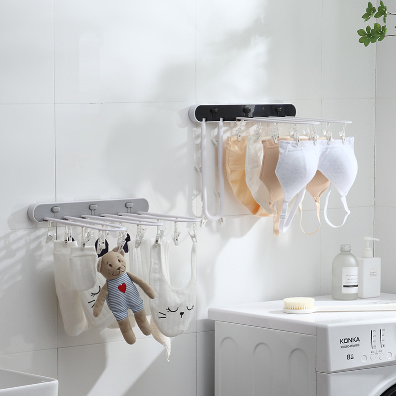 Stendibiancheria per uso domestico calzini multi-clip punch-libero appeso al muro appeso a parete balcone pieghevole stendino per bagno