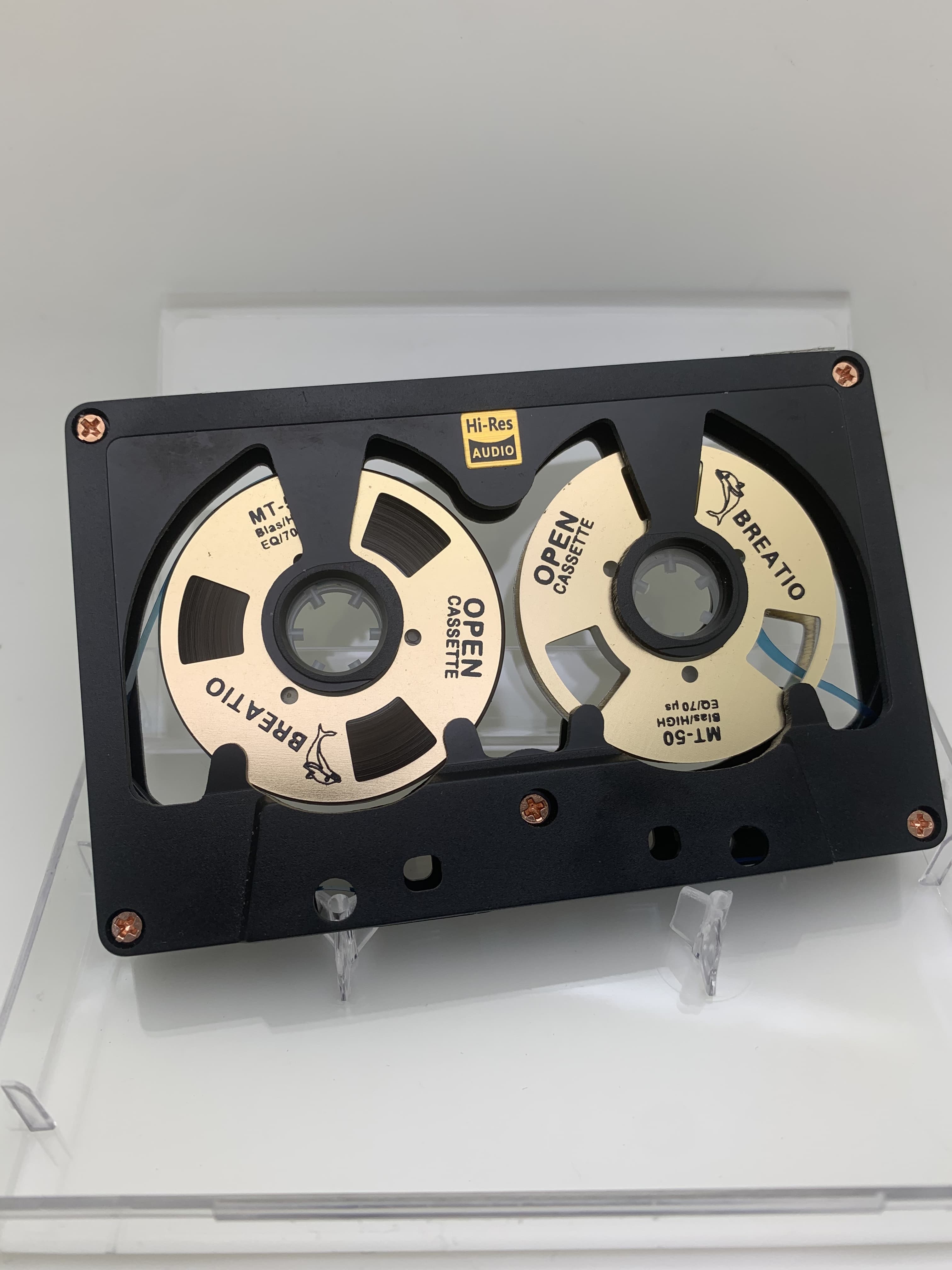 Audio Cassette Reel to Reel Cassette 50 Minute Blank Tape Double Sided Metal Reel Open Case Self-made: Oro