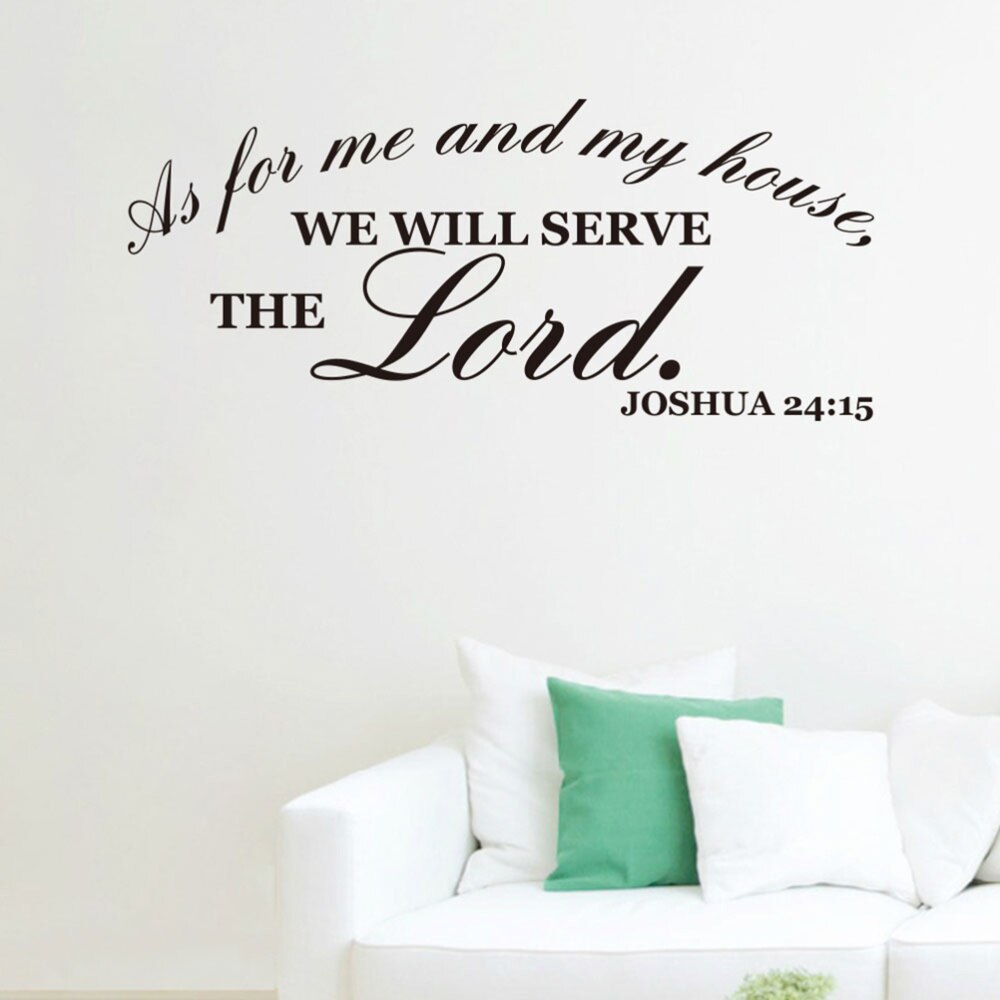1PC Peel and Stick Removable DIY Non-toxic Bible Verse Vinyl As For Me and My House We will Serve the Lord Wallpaper