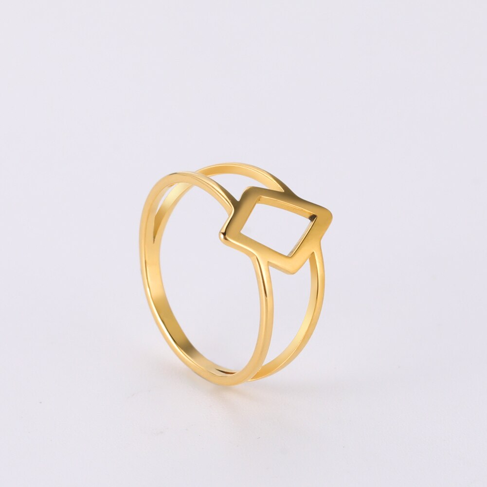 Skyrim Stainless Steel Simple Hollow Rhombic Women's Rings Wedding Party Ring 2025 Jewelry Girls