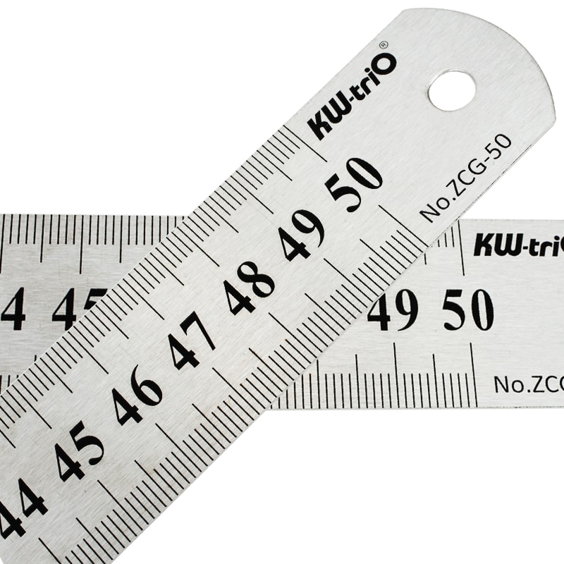 Régua de metal de aço inoxidável para escola, régua reta de dupla face para desenho, material de escritório, 1 peça, 15 20 30 50cm