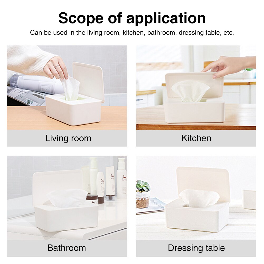 Living Room Holder Desktop With Lid Countertop Dorm Moisture-Keeping Home Office Wipes Dispenser Storage Case Tissues Box Modern: White
