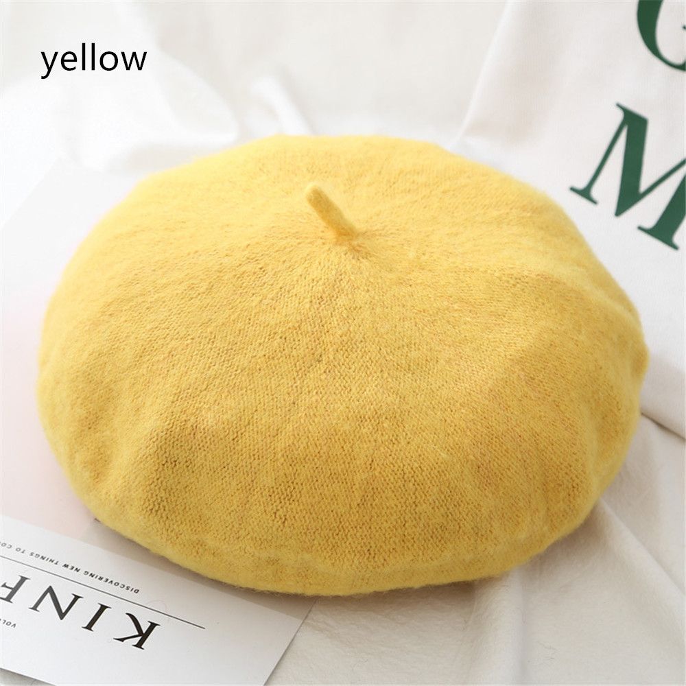 Gorros de boina de fieltro para otoño e invierno, sombrero de pintor francés a la para mujer, boinas de Color sólido a la para niñas, gorra plana multicolor para mujer