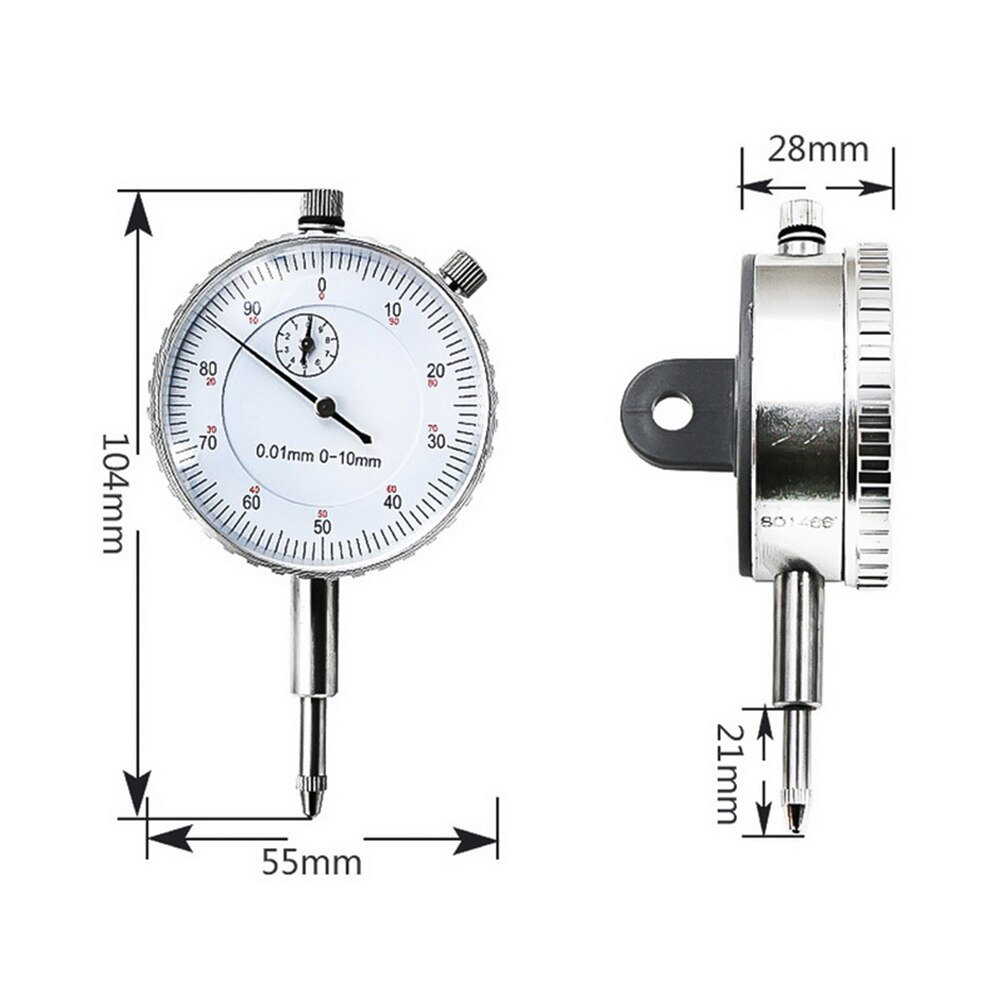 Dial Indicator Gauge Test 0-10mm 0.01 Anti-Rust Aluminum Shell For Mechanics Manufacturing And Maintenance Tool