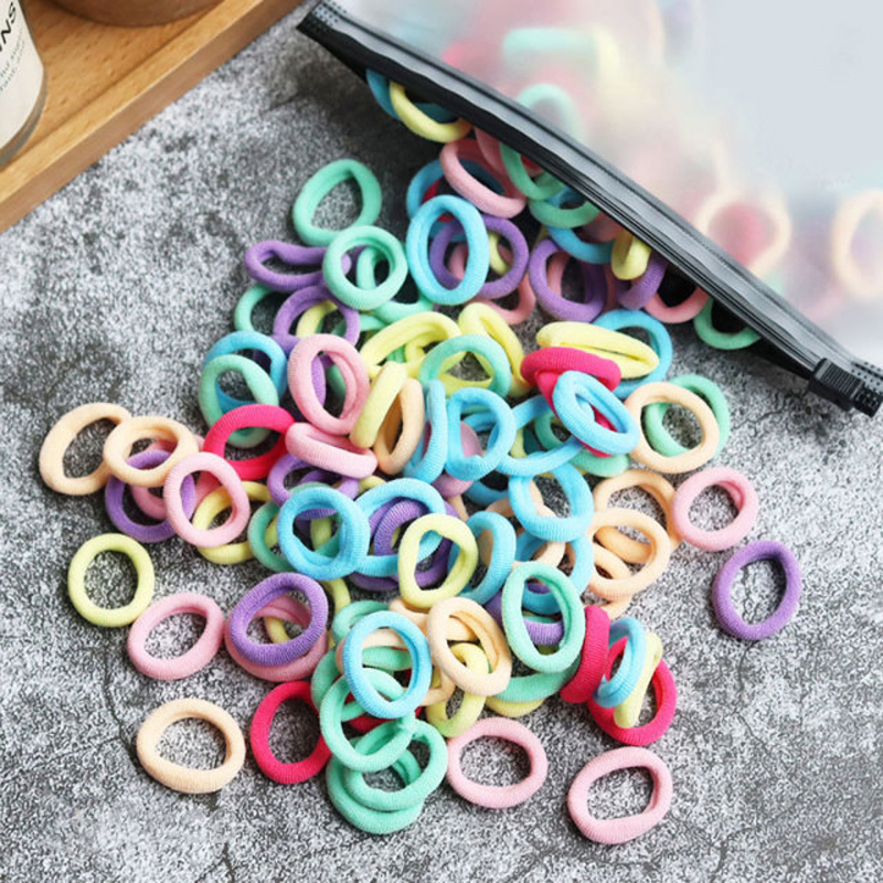 50/100 Uds. Bandas elásticas para el cabello para niños, banda de goma para niñas, lazos para el cabello de nailon, diadema, accesorios para el cabello para bebés