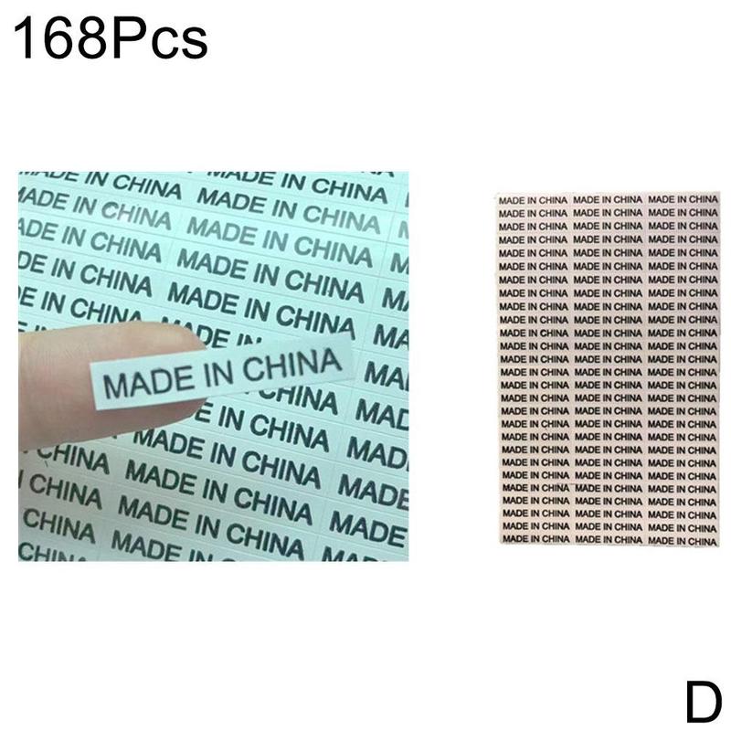 6 Soorten Made In China Stickers Zilver Label Met Zwarte Print Alfabet Land Van Herkomst Sticker Transparante Etiketten: D