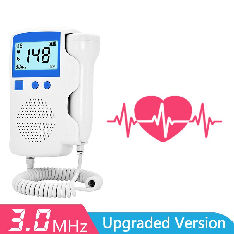 Ultrasound Doppler Fetal Portable Pregnant Baby Women Heart Rate Monitor 3.0MHz Pregnancy Meter Probe Sound Detector Household