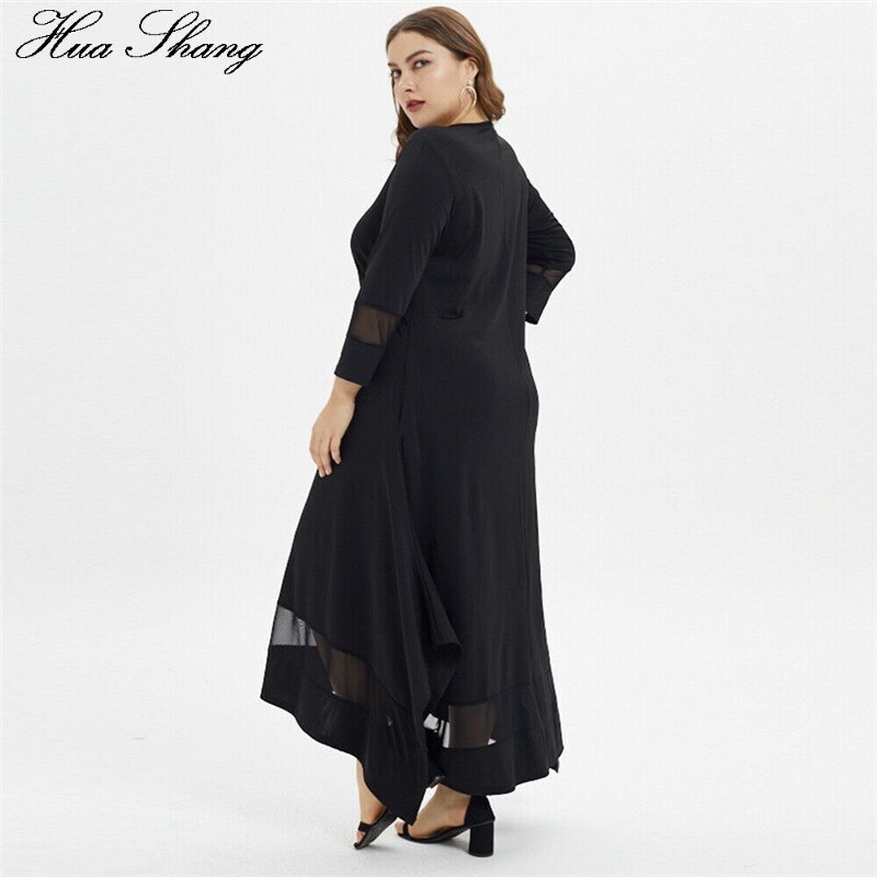 Vestido holgado talla grande musulmán verano cuello redondo Casual Maxi vestido largo negro mujer túnica vestidos irregulares