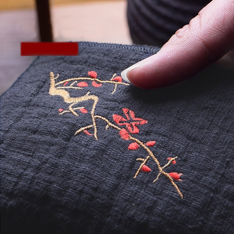 Toallas de té chinas bordadas, tela con patrón de ciruela, absorción de agua, tazón de ceremonia ecológico, toalla de limpieza de tetera, 1 ud.