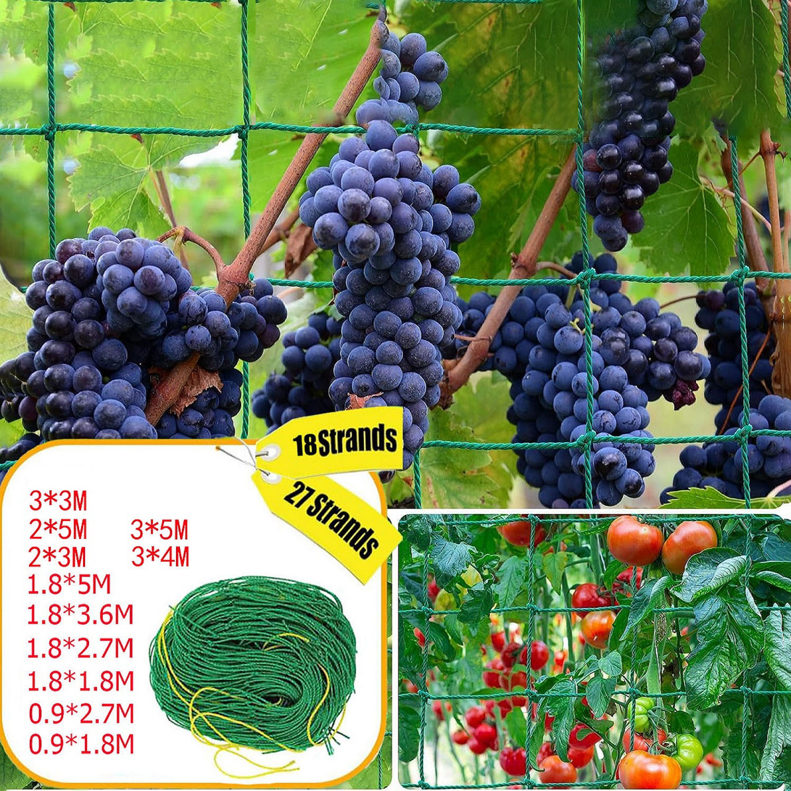 Red para pepinos de jardín para plantas, red trepadora de nailon blanco, malla de vid de poliéster resistente para tomate y uvas