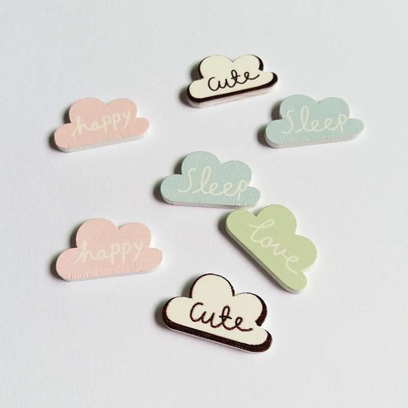 50 Stks/pak Geen Gaten Cloud Patroon Houten Knop Decoratieve Houten Knoppen Voor Diy Naaien Handgemaakte Scrapbooking Craft