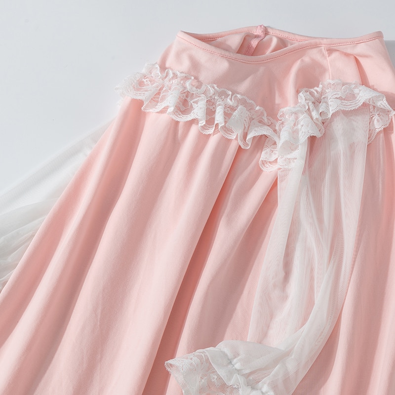 Kids Girls Nightgown Nightdress England Style Sleepwear Long Sleeves Homewear Girls' Princess Nightgowns Spring Clothes