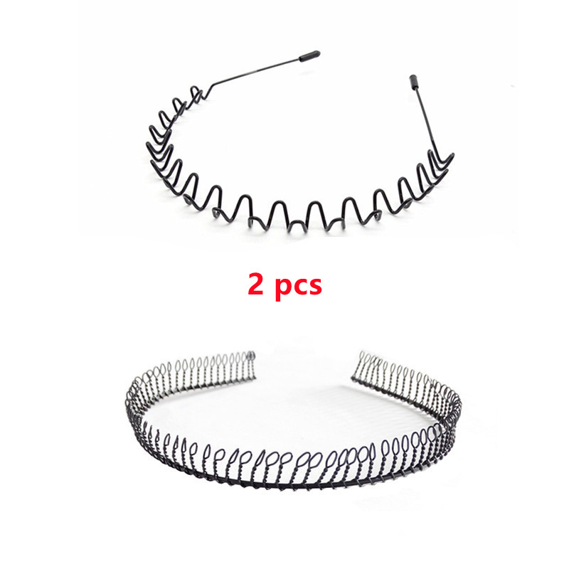 Herre pandebånd #39 jern stål bølger hårbånd tidevand mand hår bøjle ryghoved pandebånd sportsansigt vask hovedbånd hovedbeklædning: Stil -6