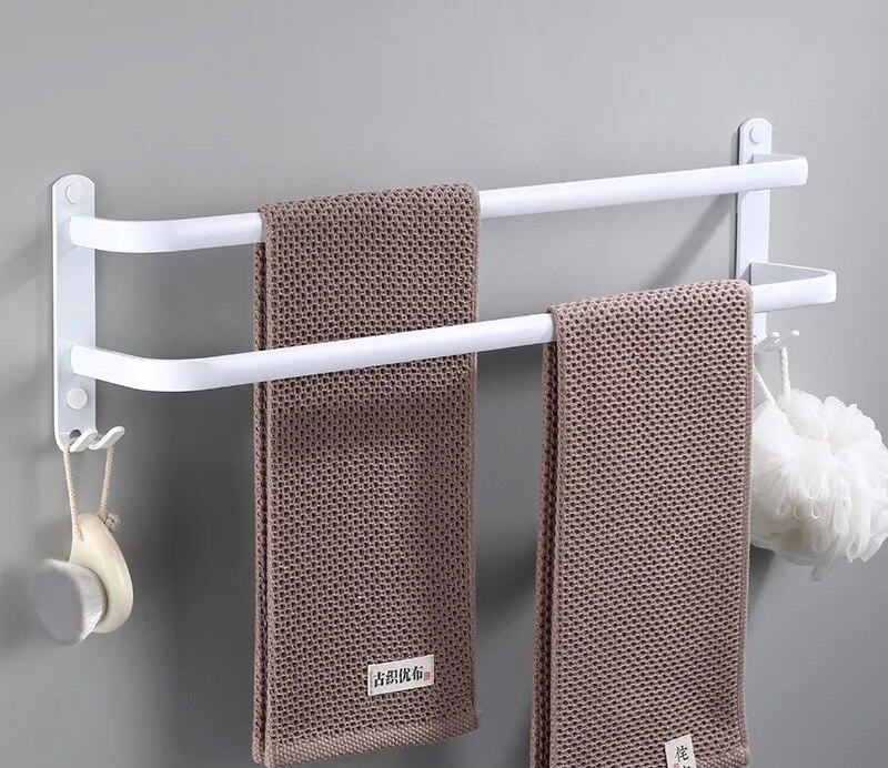 Hvid plads aluminium håndklædestativ håndklædestang toilet flerlags hængende stang hængende håndklædestativ hængende stang badehåndklædestativ: To bjælker 40cm