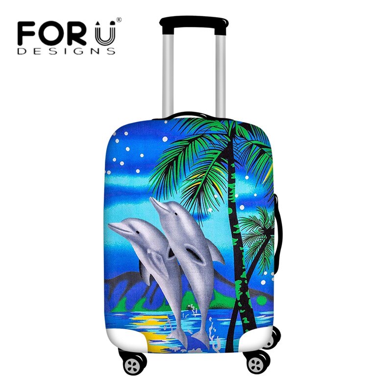 Luggage Cover - S/M/L - Dolphins Moon Print - Elastic, Waterproof, Dust-proof - For 18-30 Inch Trolley: HX028 / S