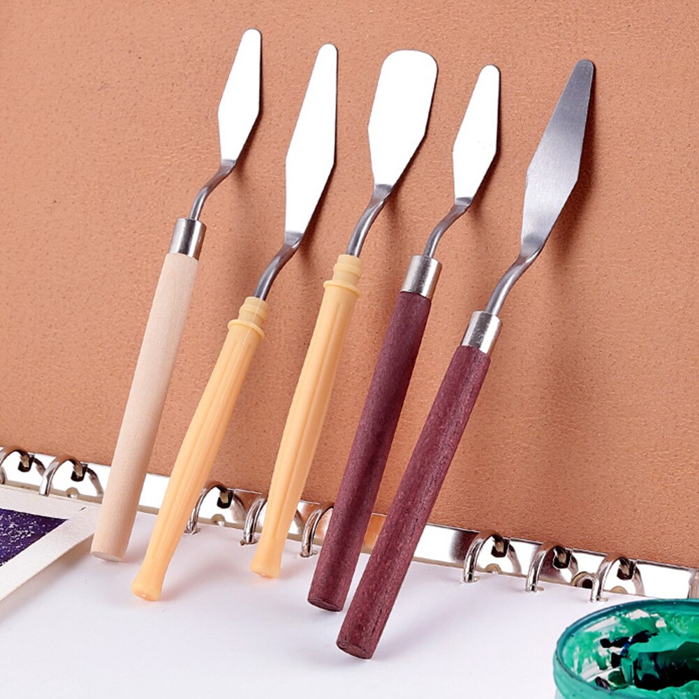 Spatule à peinture à l&#39;huile, en acier inoxydable, couteau de sélection de peinture, pour étudiants, outils d&#39;art d&#39;artiste, 7 pièces