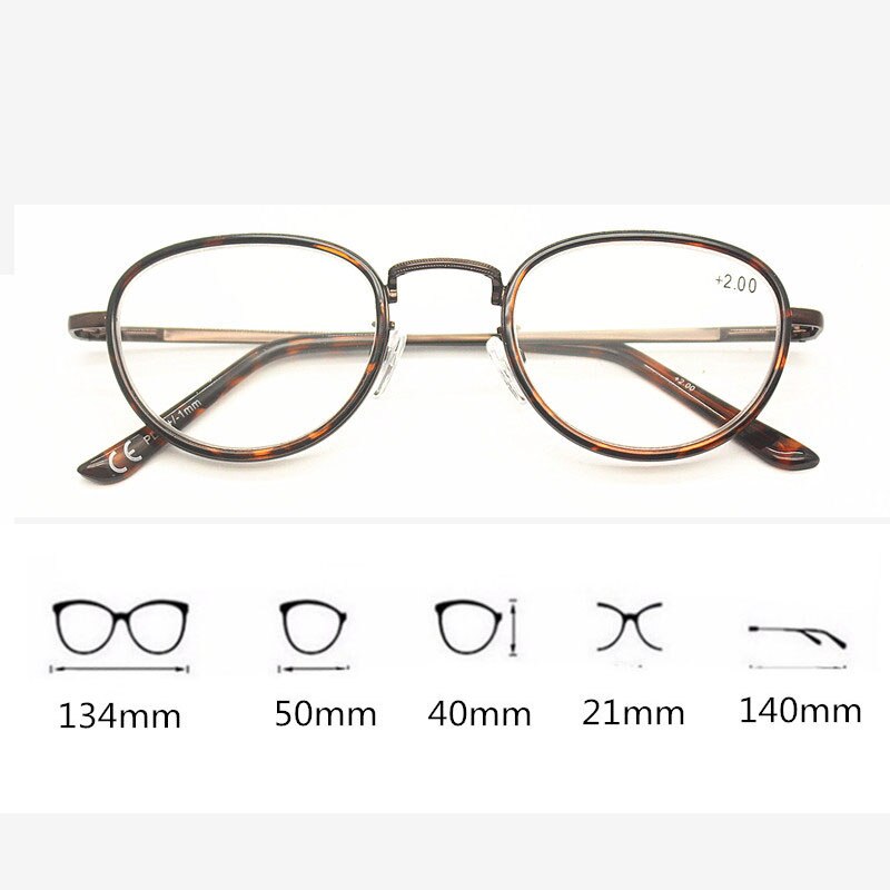Gafas de lectura de leopardo de aleación para mujeres y hombres, anteojos ovalados para presbicia, gafas de hipermetropía, + 1,0 + 1,5 + 2,0 + 2,5 + 3,0, novedad de