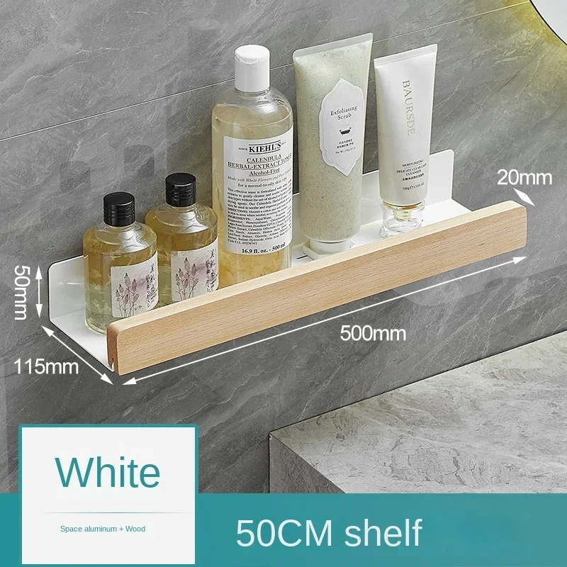 Houten Badkamerplank, Opberghouders Rek Aan De Muur Gemonteerde Badkamerplanken, Opbergrek Voor De Badkamer: Licht Geel