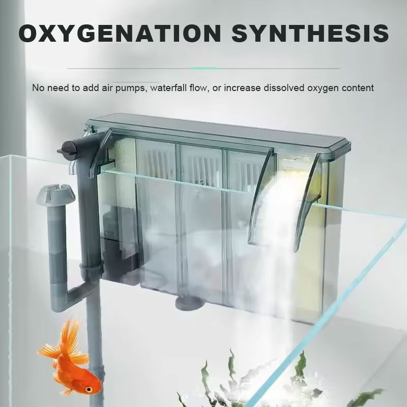 Aquarium Stil extern filter Aquarium Verstelbare wandgemonteerde filters 3-in-1 Aquarium Waterzuivering Circulatiesysteem