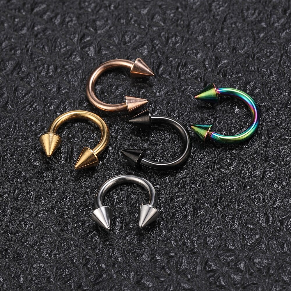 ZS 8 stücke Bunte Edelstahl Nase Ringe Studs Set Unisex Helix Knorpel Tragus Ohrringe Lip Augenbraue Piercing Septum Ringe