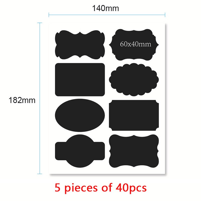 40/50/105Pcs Schoolbord Stickers Black Spice Stickers Label Voor Keuken Jar &amp; Fles Containers Verwijderbare Krijtbord sticker: 40pcs 6x4cm