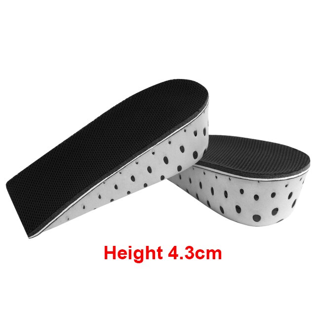 2 stk sko indlægssåler åndbare halve indlæg hæve hæl indsats sportssko puder pude unisex 2-4cm højde øge indlægssåler: Højde 4.3cm