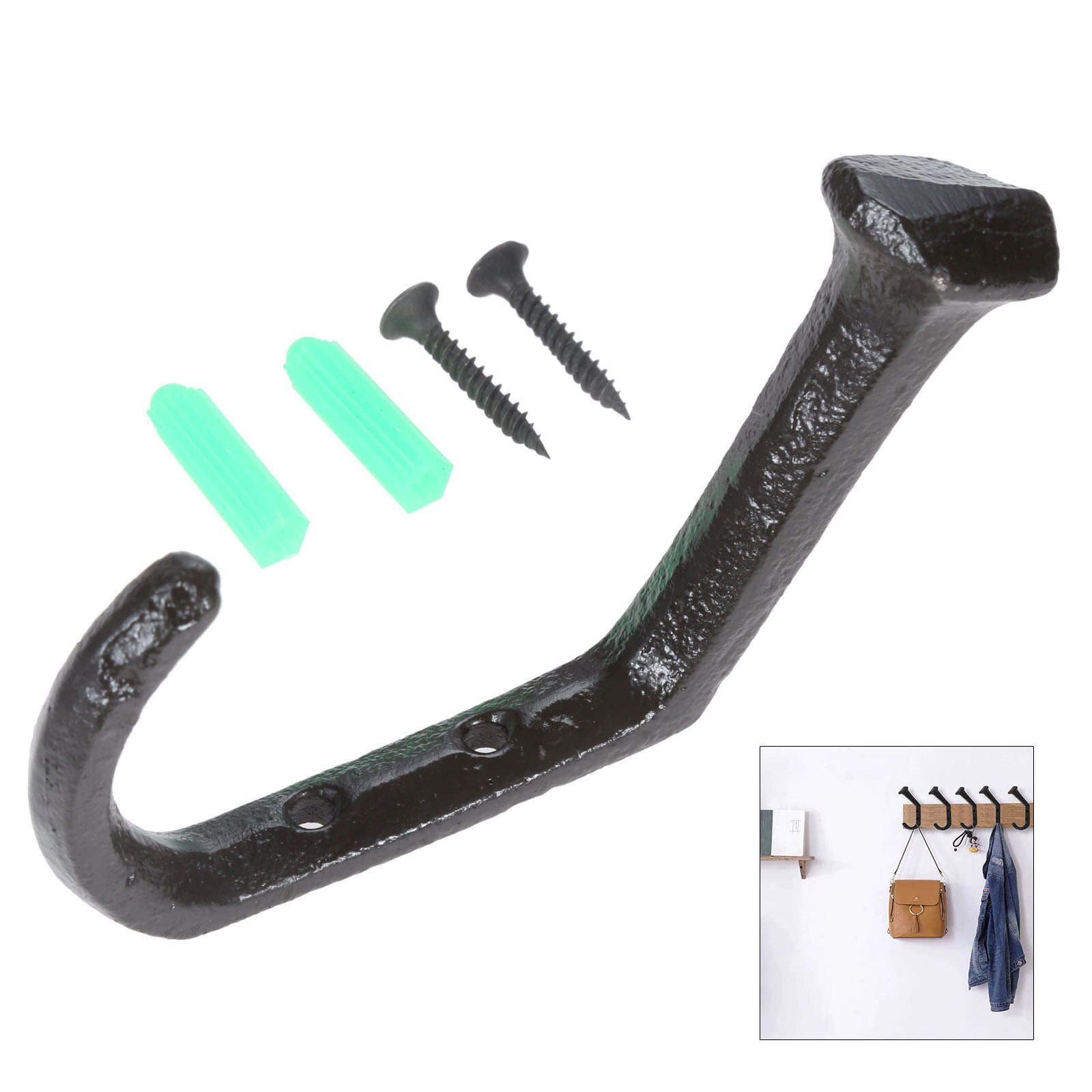 4/6/8/10Set Gietijzeren Haken Muur Schroeven Zware Stevige Rustieke Handgrepen 35 Lbs houder 112X61Mm Jas Handdoek Hanger Hardware