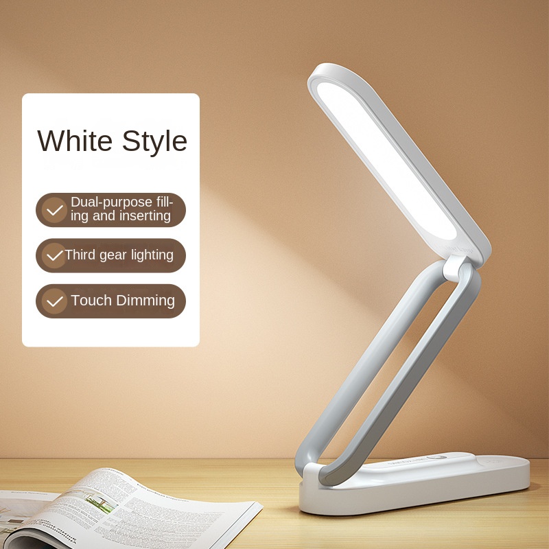 Schreibtischlampe, Nachtlicht, Aufladen, zusammenklappbar, für Schüler, Lernen, LED, , für freundlicher, USB-Schreibtisch, superhell, stufenloses Dimmen: Weiß
