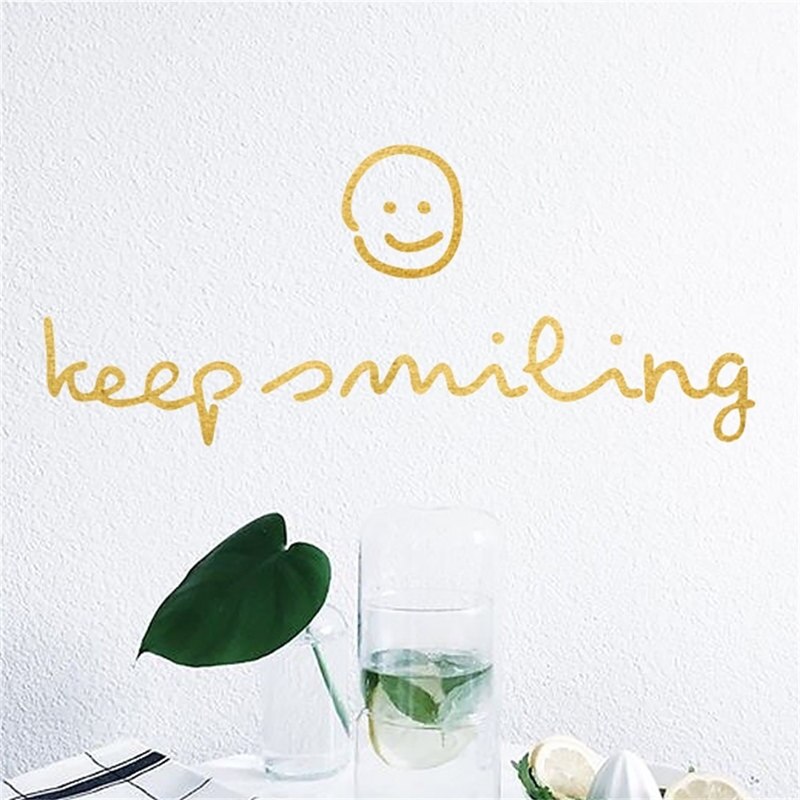 Keep Smiling Inspiration Quotes Stickers Wall Art Decals Letter Stickers for Living Room Bedroom Kids Room Home Decor Black Gold