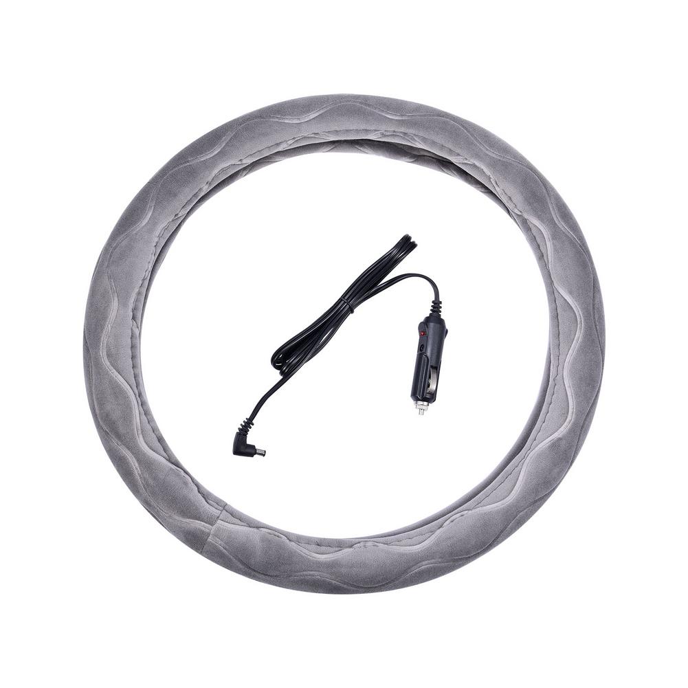 12V Auto électrique volant couvre hiver conduite électrique chauffage volant boîtier de chauffage véhicules intérieur décor: Gray