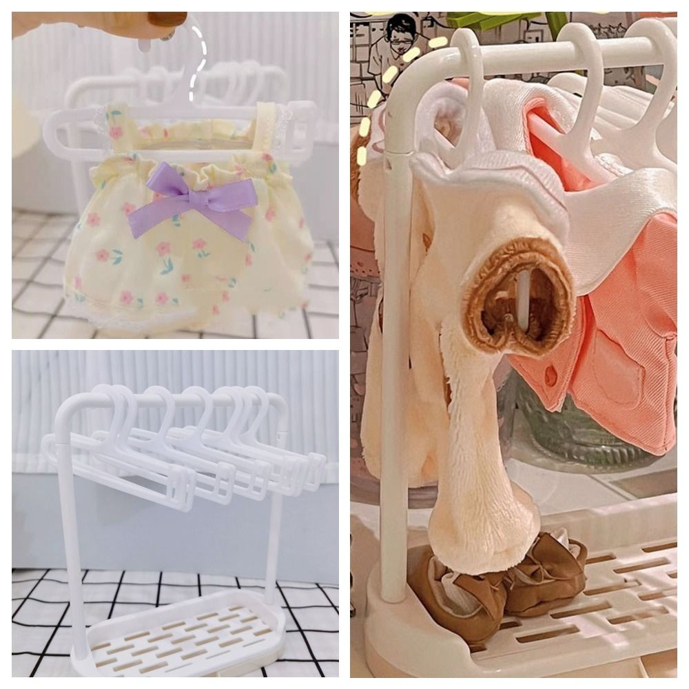 Perchero blanco para ropa de muñecas, accesorios para muñecas, casa de juego, Mini organizador de tela, accesorios para fotos, perchas para muñecas en miniatura de juguete