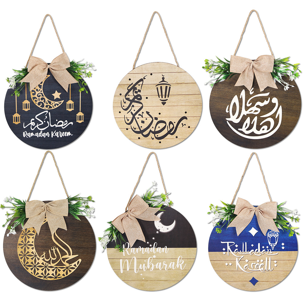 Ramadan trærund dørkrans hængende skilt dekoration eid mubarak dekoration til hjemmet ramadan kareem islamisk muslimsk festartikler
