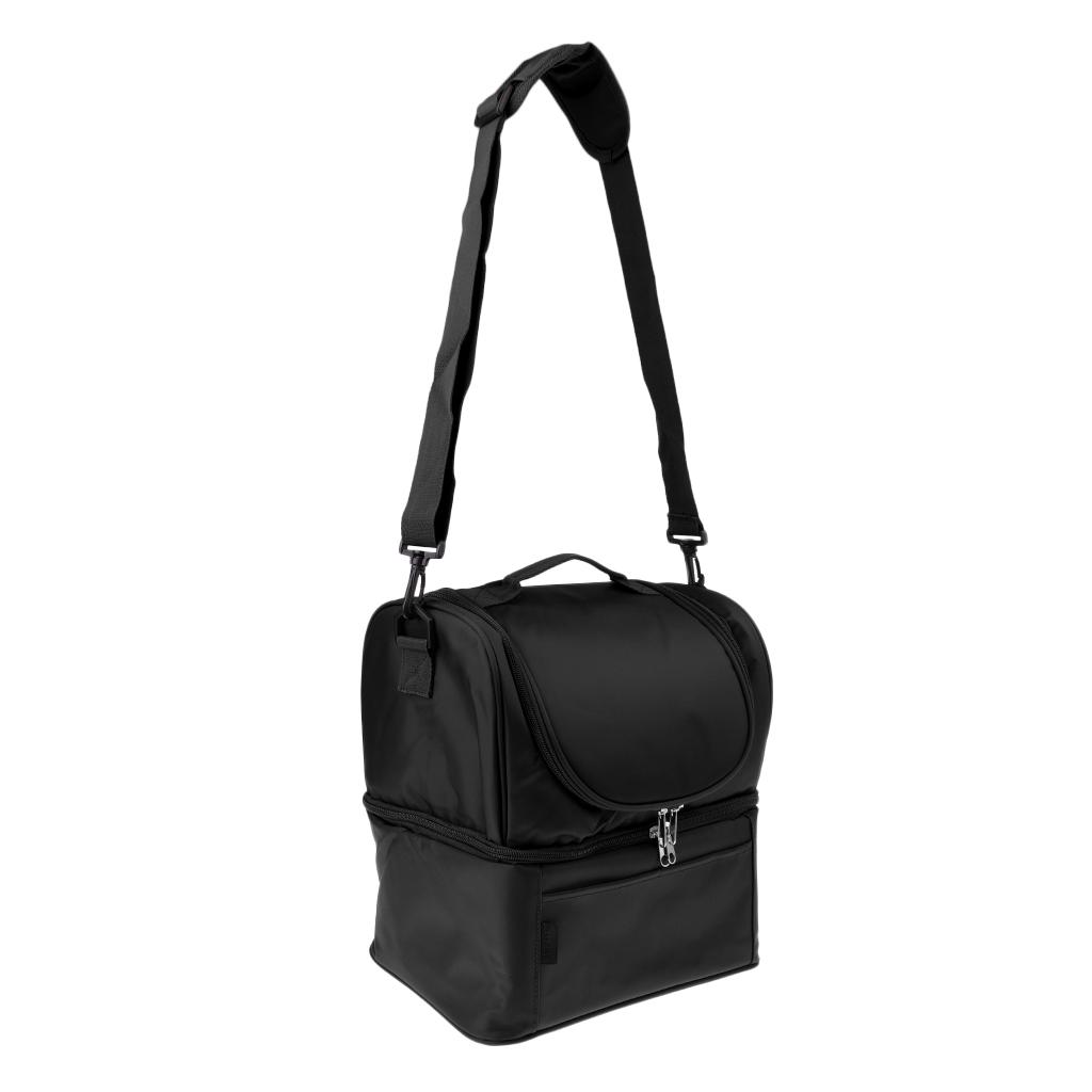 Insulated Lunch Box Cooler Bag Tote Carry Shoulder Strap Container: Black