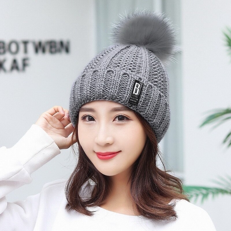 2 Stuks Set Vrouwen Gebreide Muts Sjaal Caps Halswarmer Winter Hoed Voor Dames Meisjes Skullies Mutsen warme Fleece Caps: 15