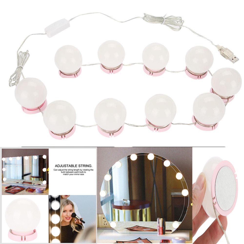 Make-upspiegel, kaptafel, led-lampen, set, usb-oplaadpoort, cosmetische verlichte make-upspiegels, lampen met instelbare helderheid