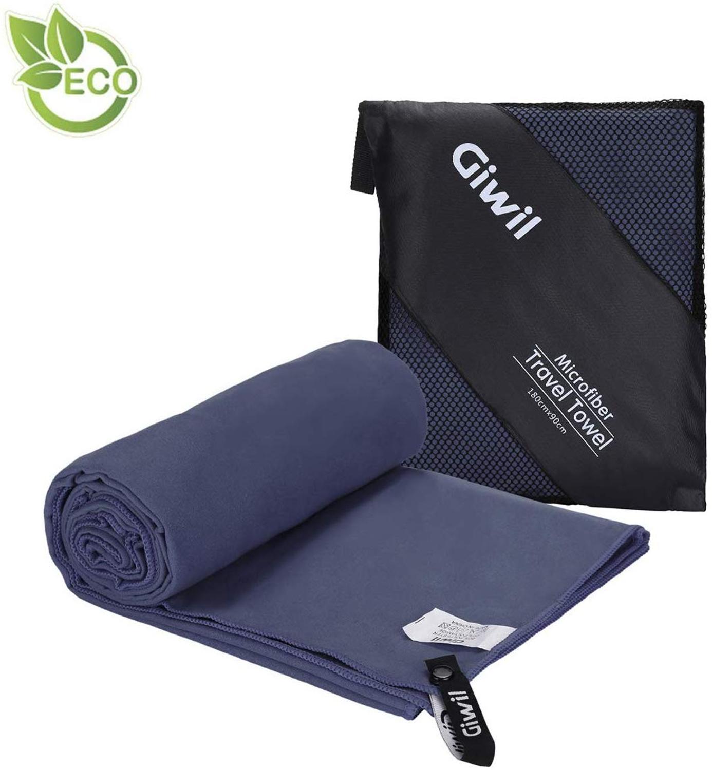 Giwil Microfiber Strandlaken Sport Reizen Handdoek Ultra Absorberend en Sneldrogend Handdoek Zwemmen Handdoek voor Yoga Gym Bad Camping: Navy Blue / XL